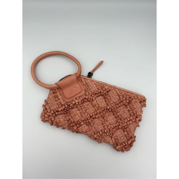 Hobo Womens Dusty Rose Woven Leather Wristlet Clutch Handbag